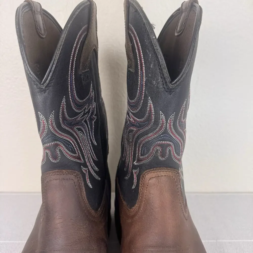Justin Tanker Steel Toe Leather Western Work Boots Walnut Brown Black 15 EE